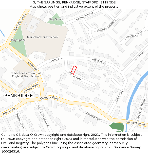 3, THE SAPLINGS, PENKRIDGE, STAFFORD, ST19 5DE: Location map and indicative extent of plot