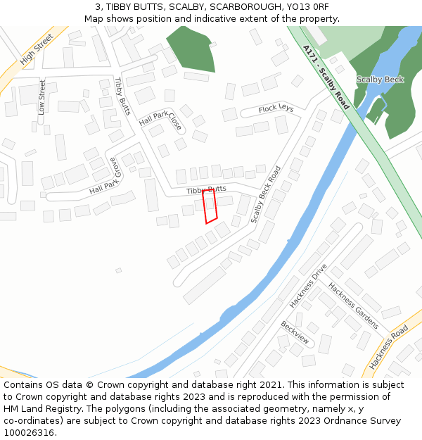 3, TIBBY BUTTS, SCALBY, SCARBOROUGH, YO13 0RF: Location map and indicative extent of plot