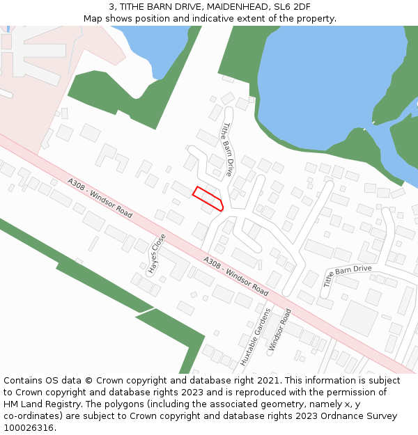 3, TITHE BARN DRIVE, MAIDENHEAD, SL6 2DF: Location map and indicative extent of plot
