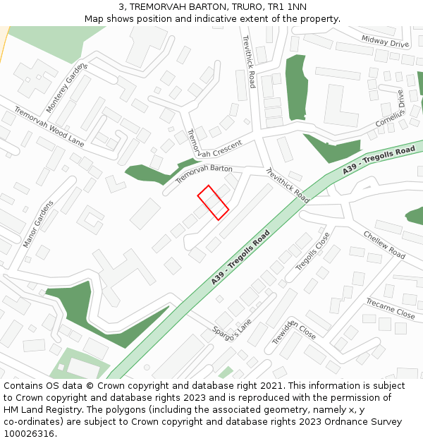 3, TREMORVAH BARTON, TRURO, TR1 1NN: Location map and indicative extent of plot