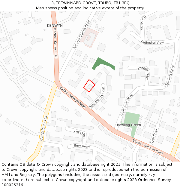 3, TREWINNARD GROVE, TRURO, TR1 3RQ: Location map and indicative extent of plot
