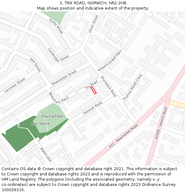 3, TRIX ROAD, NORWICH, NR2 2HB: Location map and indicative extent of plot
