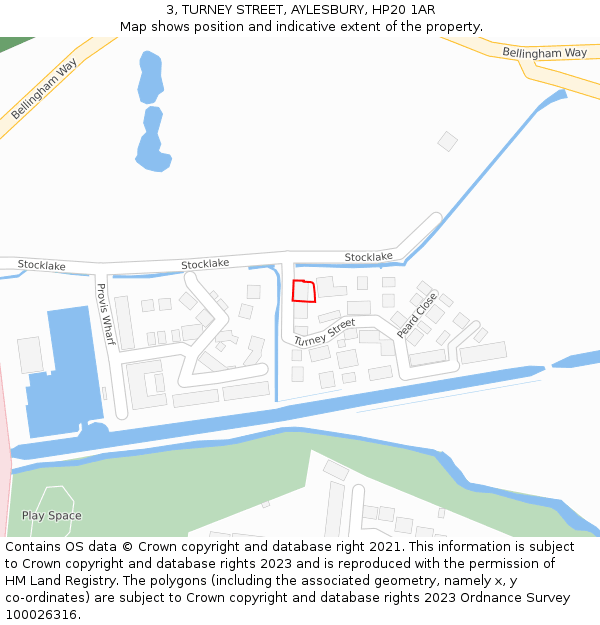3, TURNEY STREET, AYLESBURY, HP20 1AR: Location map and indicative extent of plot