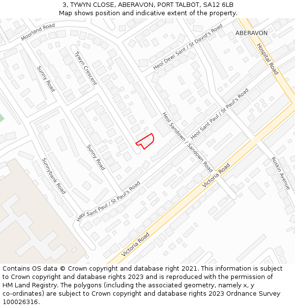 3, TYWYN CLOSE, ABERAVON, PORT TALBOT, SA12 6LB: Location map and indicative extent of plot