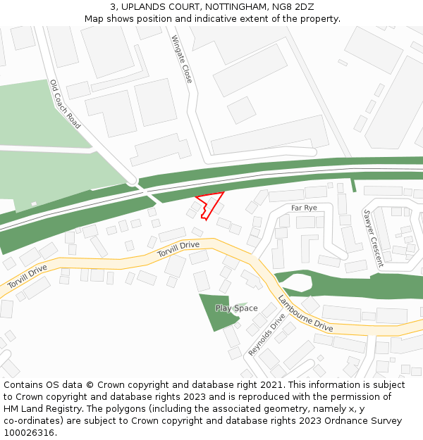 3, UPLANDS COURT, NOTTINGHAM, NG8 2DZ: Location map and indicative extent of plot