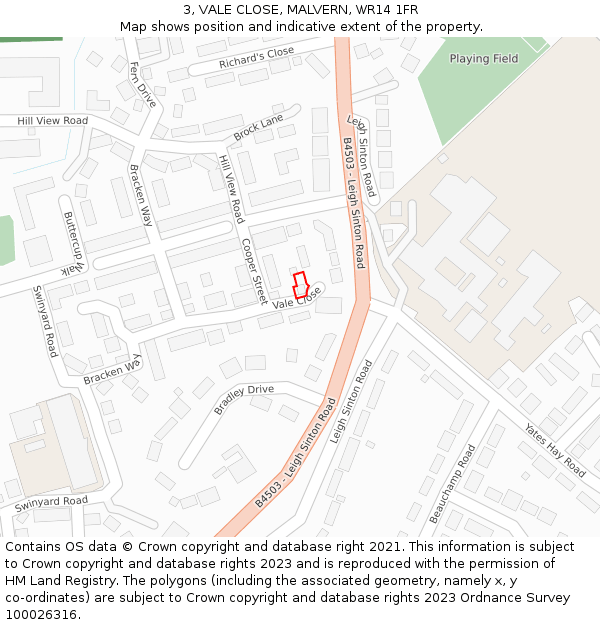 3, VALE CLOSE, MALVERN, WR14 1FR: Location map and indicative extent of plot