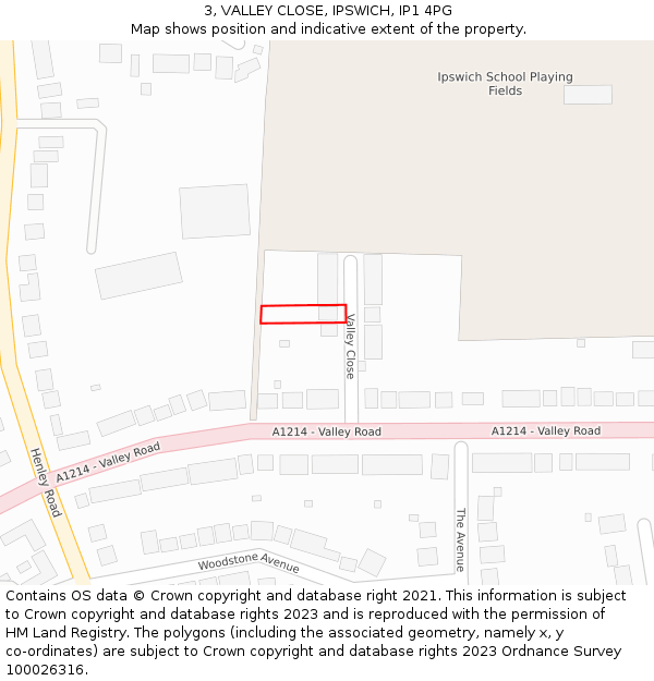3, VALLEY CLOSE, IPSWICH, IP1 4PG: Location map and indicative extent of plot