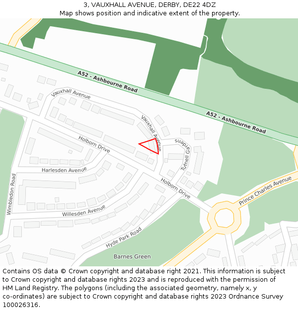 3, VAUXHALL AVENUE, DERBY, DE22 4DZ: Location map and indicative extent of plot