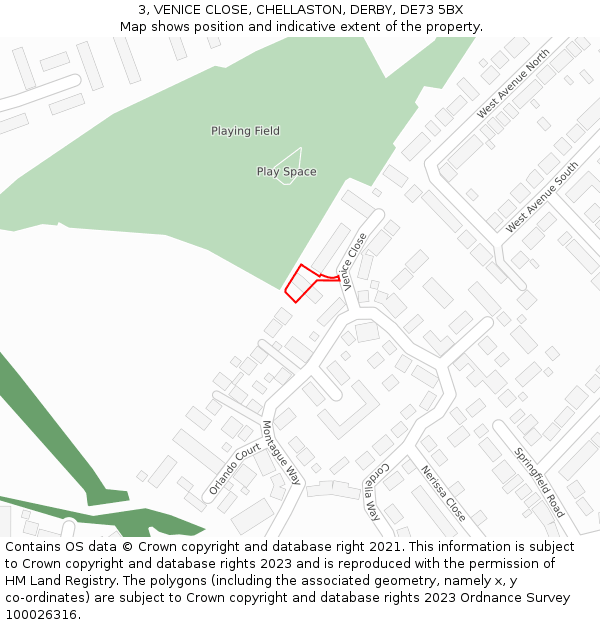 3, VENICE CLOSE, CHELLASTON, DERBY, DE73 5BX: Location map and indicative extent of plot