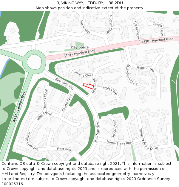 3, VIKING WAY, LEDBURY, HR8 2DU: Location map and indicative extent of plot