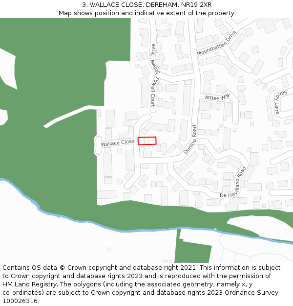 3, WALLACE CLOSE, DEREHAM, NR19 2XR: Location map and indicative extent of plot
