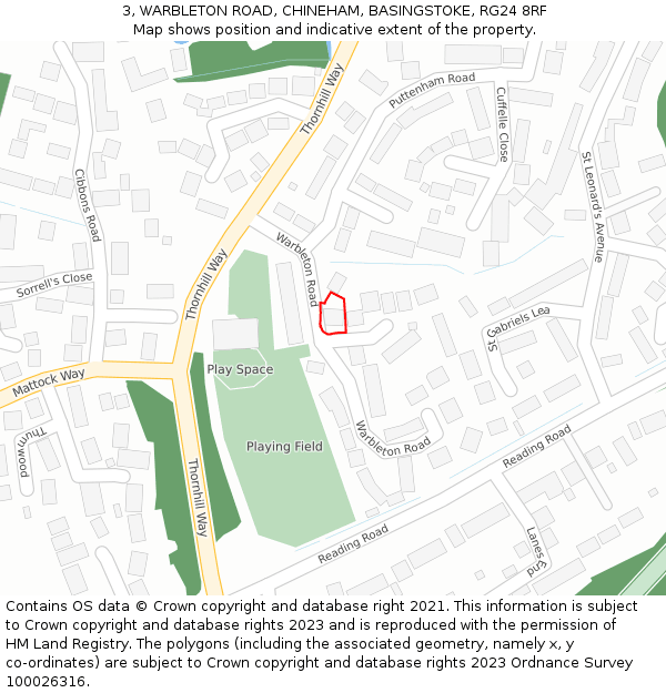 3, WARBLETON ROAD, CHINEHAM, BASINGSTOKE, RG24 8RF: Location map and indicative extent of plot