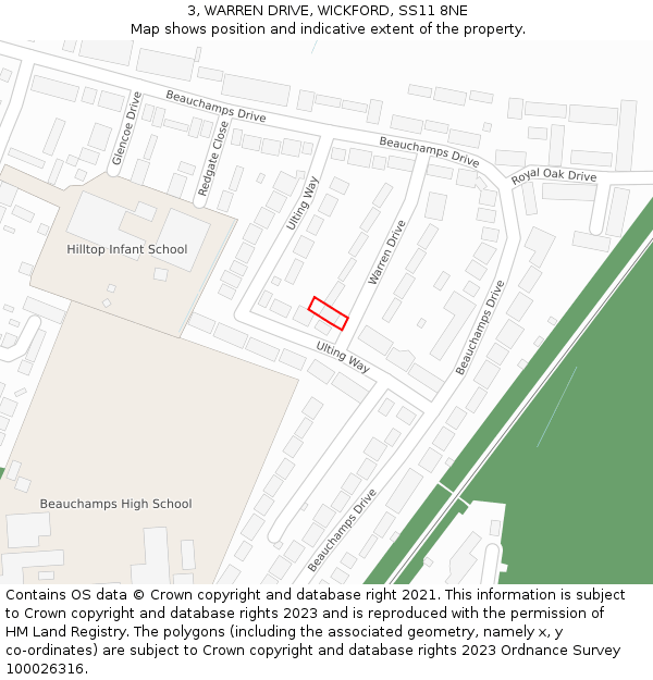 3, WARREN DRIVE, WICKFORD, SS11 8NE: Location map and indicative extent of plot