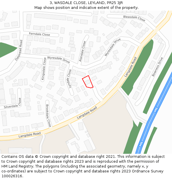 3, WASDALE CLOSE, LEYLAND, PR25 3JR: Location map and indicative extent of plot