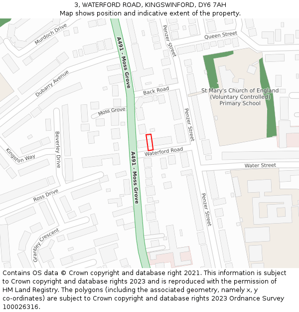 3, WATERFORD ROAD, KINGSWINFORD, DY6 7AH: Location map and indicative extent of plot