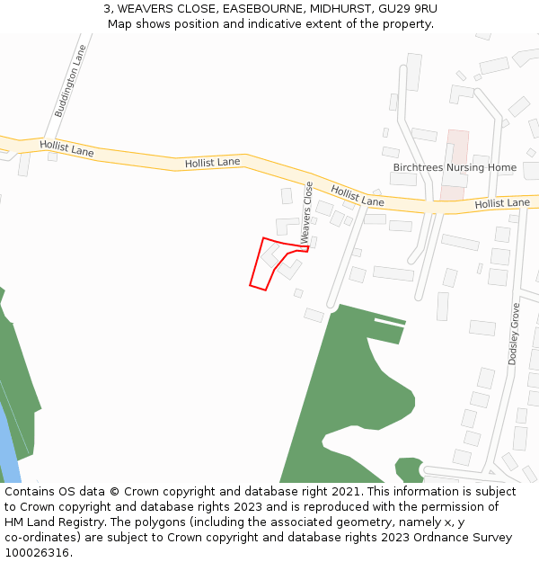3, WEAVERS CLOSE, EASEBOURNE, MIDHURST, GU29 9RU: Location map and indicative extent of plot