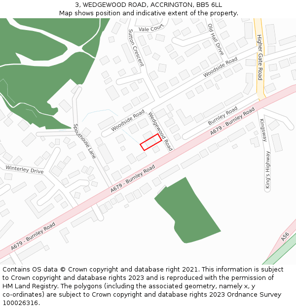 3, WEDGEWOOD ROAD, ACCRINGTON, BB5 6LL: Location map and indicative extent of plot