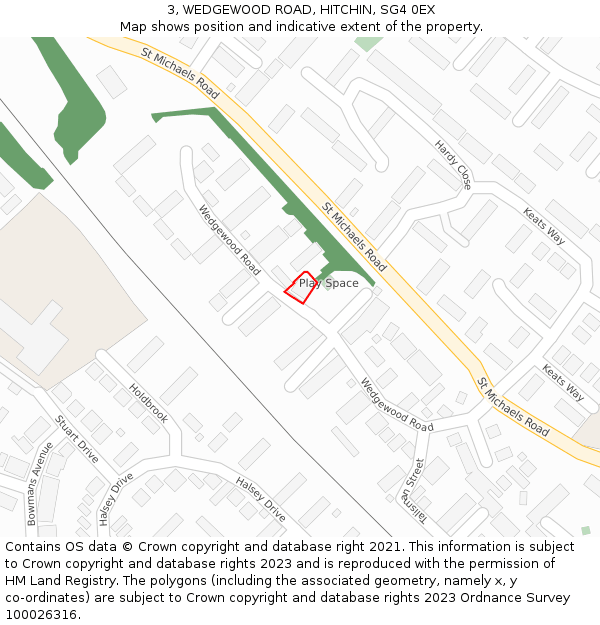 3, WEDGEWOOD ROAD, HITCHIN, SG4 0EX: Location map and indicative extent of plot