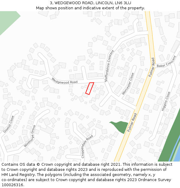 3, WEDGEWOOD ROAD, LINCOLN, LN6 3LU: Location map and indicative extent of plot
