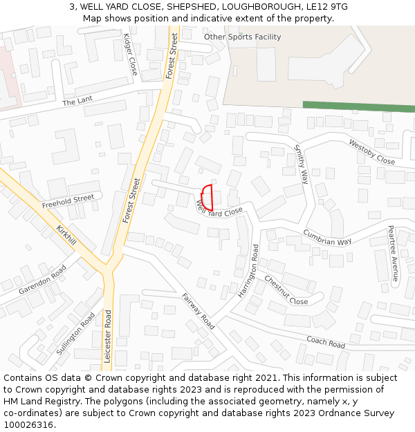 3, WELL YARD CLOSE, SHEPSHED, LOUGHBOROUGH, LE12 9TG: Location map and indicative extent of plot