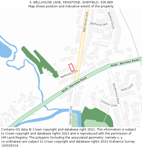 3, WELLHOUSE LANE, PENISTONE, SHEFFIELD, S36 8ER: Location map and indicative extent of plot