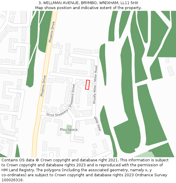 3, WELLMAN AVENUE, BRYMBO, WREXHAM, LL11 5HX: Location map and indicative extent of plot