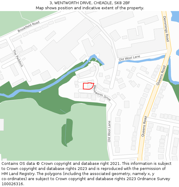 3, WENTWORTH DRIVE, CHEADLE, SK8 2BF: Location map and indicative extent of plot