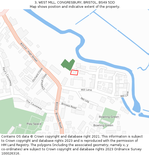 3, WEST MILL, CONGRESBURY, BRISTOL, BS49 5DD: Location map and indicative extent of plot
