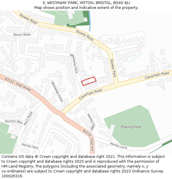 3, WESTAWAY PARK, YATTON, BRISTOL, BS49 4JU: Location map and indicative extent of plot