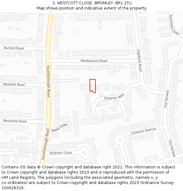 3, WESTCOTT CLOSE, BROMLEY, BR1 2TU: Location map and indicative extent of plot