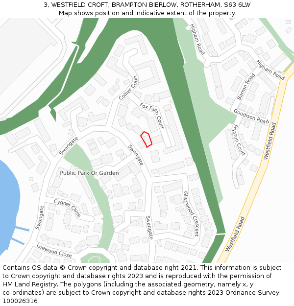 3, WESTFIELD CROFT, BRAMPTON BIERLOW, ROTHERHAM, S63 6LW: Location map and indicative extent of plot