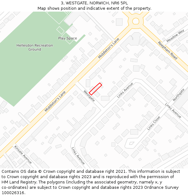 3, WESTGATE, NORWICH, NR6 5PL: Location map and indicative extent of plot