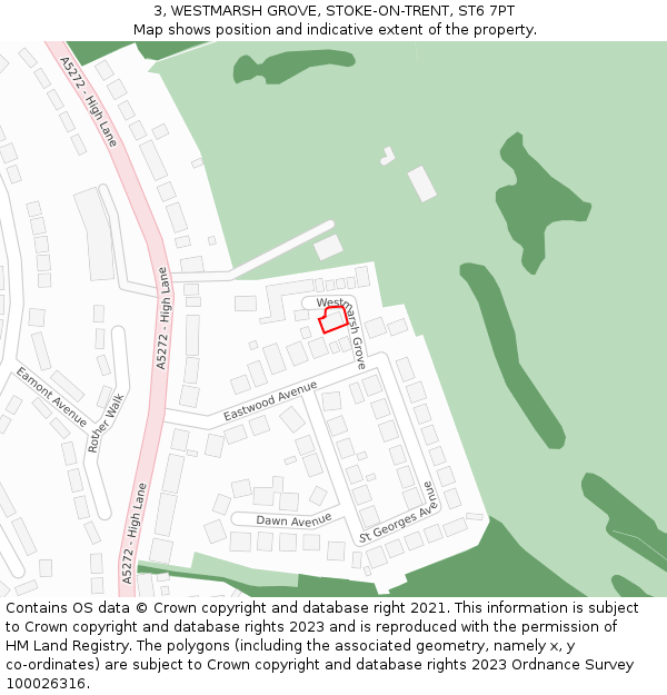 3, WESTMARSH GROVE, STOKE-ON-TRENT, ST6 7PT: Location map and indicative extent of plot