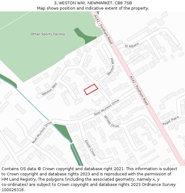 3, WESTON WAY, NEWMARKET, CB8 7SB: Location map and indicative extent of plot