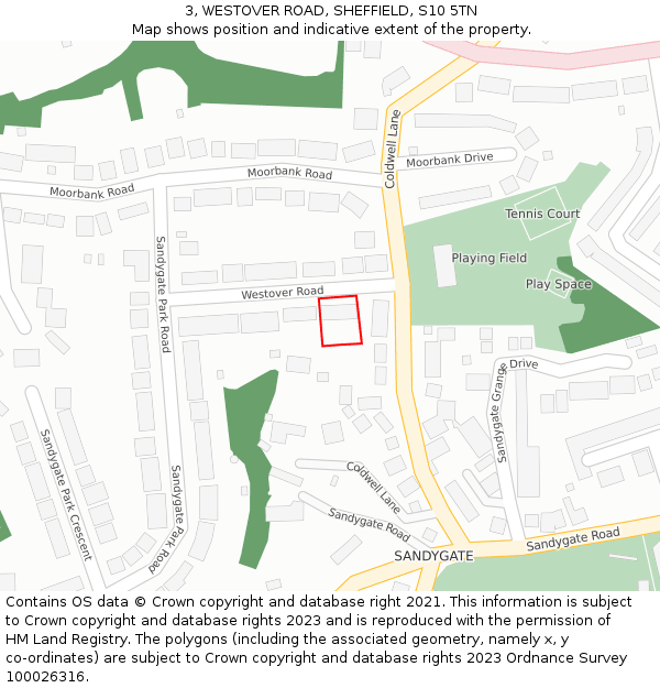3, WESTOVER ROAD, SHEFFIELD, S10 5TN: Location map and indicative extent of plot