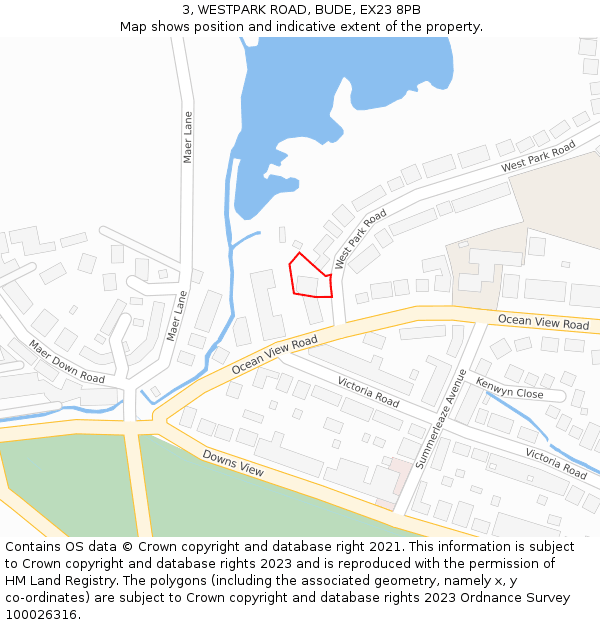 3, WESTPARK ROAD, BUDE, EX23 8PB: Location map and indicative extent of plot