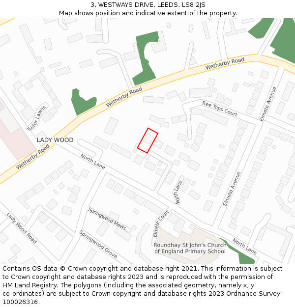 3, WESTWAYS DRIVE, LEEDS, LS8 2JS: Location map and indicative extent of plot