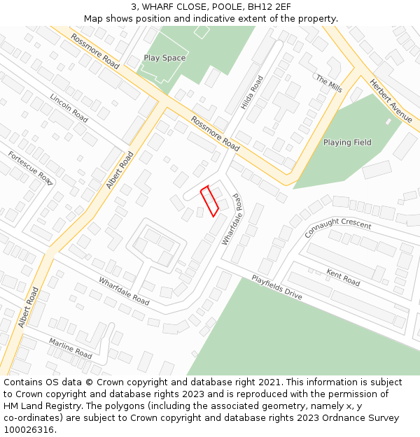 3, WHARF CLOSE, POOLE, BH12 2EF: Location map and indicative extent of plot