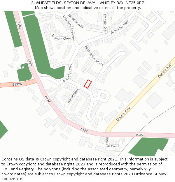 3, WHEATFIELDS, SEATON DELAVAL, WHITLEY BAY, NE25 0PZ: Location map and indicative extent of plot