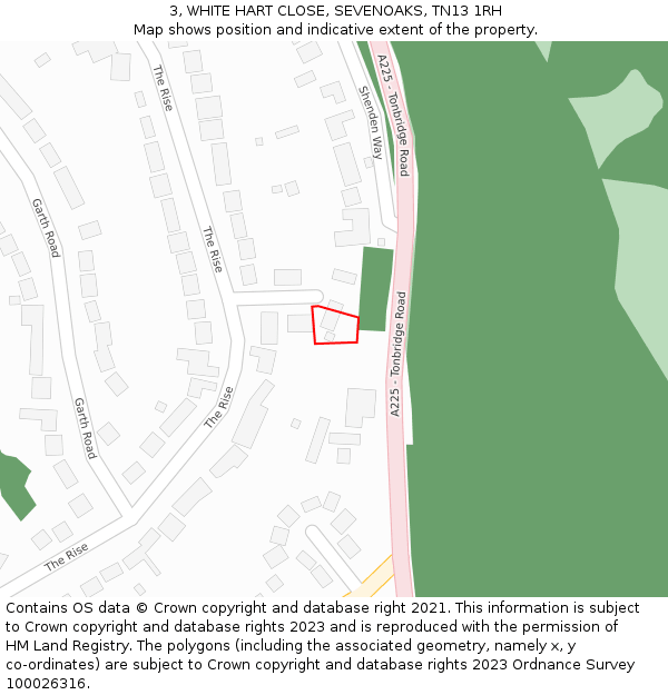 3, WHITE HART CLOSE, SEVENOAKS, TN13 1RH: Location map and indicative extent of plot