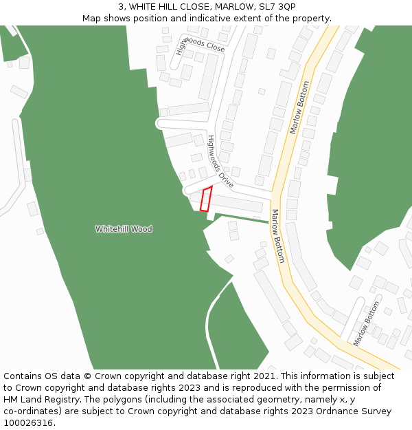 3, WHITE HILL CLOSE, MARLOW, SL7 3QP: Location map and indicative extent of plot