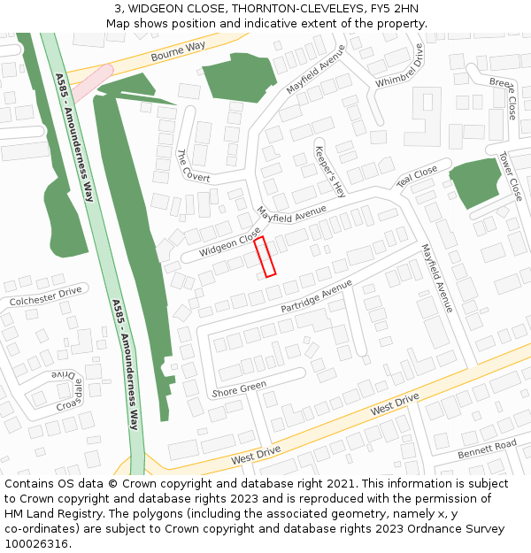 3, WIDGEON CLOSE, THORNTON-CLEVELEYS, FY5 2HN: Location map and indicative extent of plot