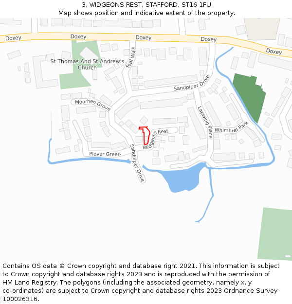 3, WIDGEONS REST, STAFFORD, ST16 1FU: Location map and indicative extent of plot