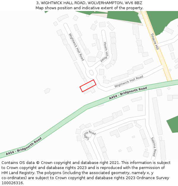 3, WIGHTWICK HALL ROAD, WOLVERHAMPTON, WV6 8BZ: Location map and indicative extent of plot