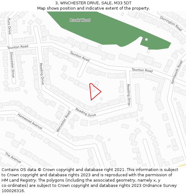 3, WINCHESTER DRIVE, SALE, M33 5DT: Location map and indicative extent of plot