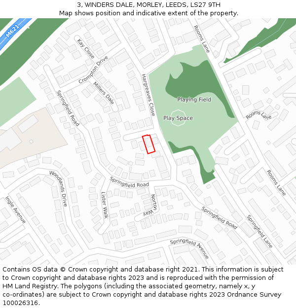 3, WINDERS DALE, MORLEY, LEEDS, LS27 9TH: Location map and indicative extent of plot