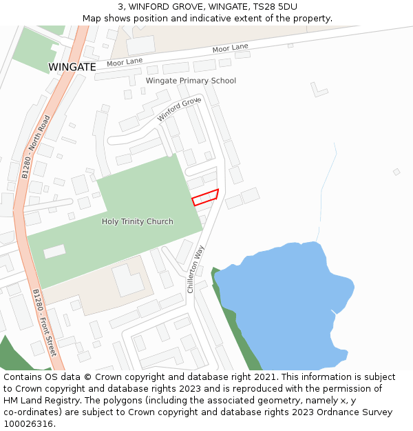 3, WINFORD GROVE, WINGATE, TS28 5DU: Location map and indicative extent of plot