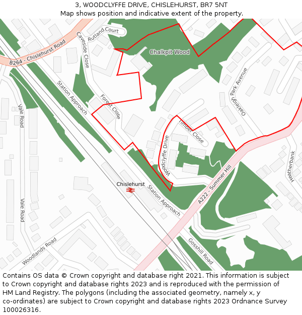 3, WOODCLYFFE DRIVE, CHISLEHURST, BR7 5NT: Location map and indicative extent of plot