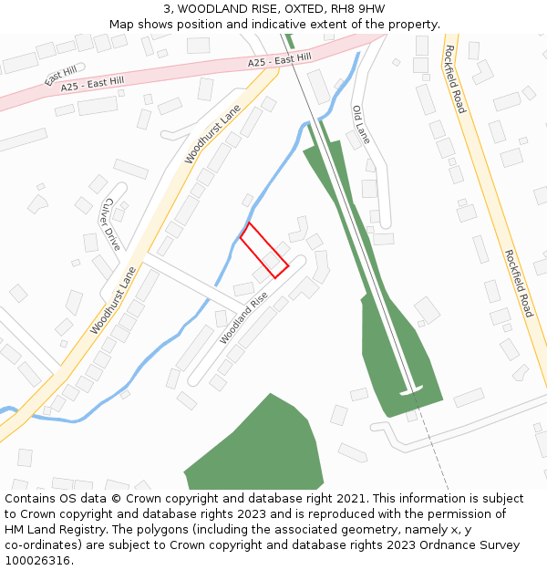 3, WOODLAND RISE, OXTED, RH8 9HW: Location map and indicative extent of plot