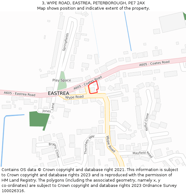 3, WYPE ROAD, EASTREA, PETERBOROUGH, PE7 2AX: Location map and indicative extent of plot